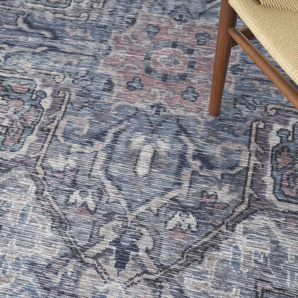 Homeroots 8' X 10' Gray Floral Power Loom Distressed Washable Area Rug  Polyester 522537