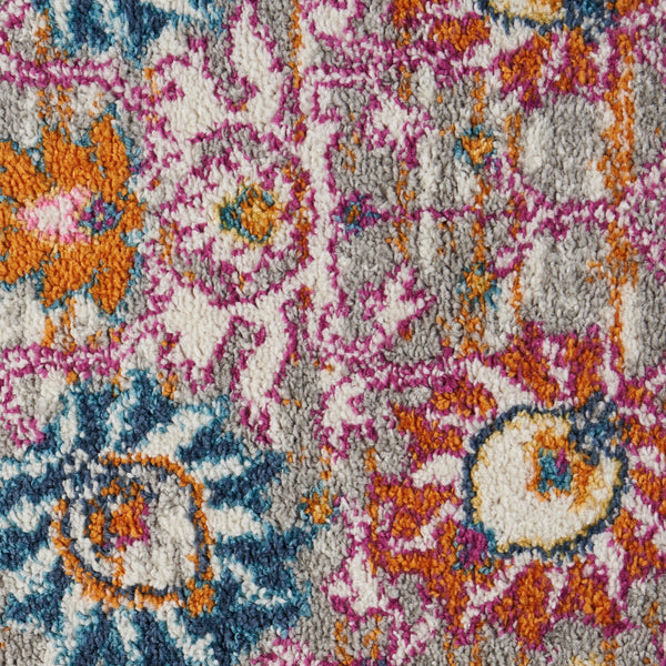 Homeroots 10' Gray Floral Power Loom Runner Rug  Polypropylene 522543