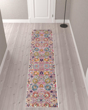 Homeroots 10' Gray Floral Power Loom Runner Rug  Polypropylene 522543