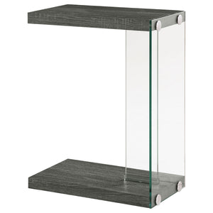 English Elm Sampson Weathered Grey C-Shape Side Table — Rustic Engineered Wood, Space-Saving Slide-Under Design, Durable Finish B062P328686