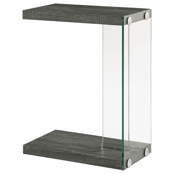 English Elm Sampson Weathered Grey C-Shape Side Table — Rustic Engineered Wood, Space-Saving Slide-Under Design, Durable Finish B062P328686