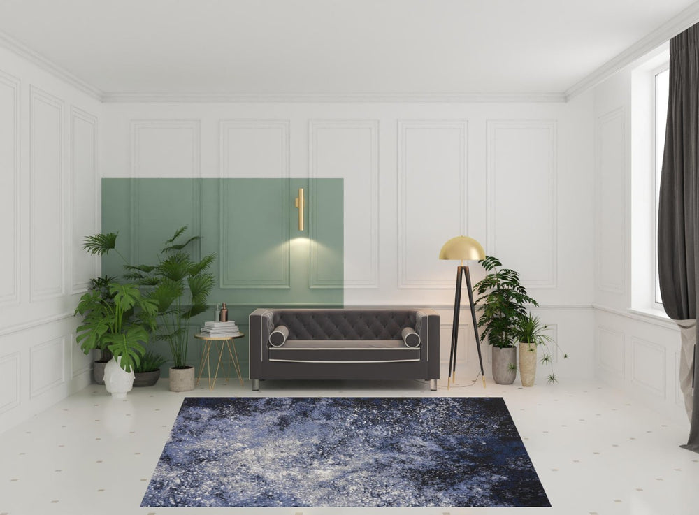 HomeRoots 8' Light Blue Abstract Area Rug - Contemporary Power Loom Design for High-Traffic Spaces & Easy Care 8' X 10' 522554