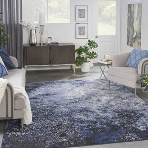 HomeRoots 8' Light Blue Abstract Area Rug - Contemporary Power Loom Design for High-Traffic Spaces & Easy Care 8' X 10' 522554