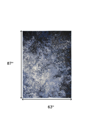 HomeRoots 5' Blue and Black Abstract Area Rug - Modern Design for High-Traffic Spaces, Durable & Stylish Decor 5' X 7' 522555