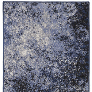 Homeroots 10' Runner Blue And Ivory Abstract Power Loom Distressed Runner Rug  Polypropylene 522557