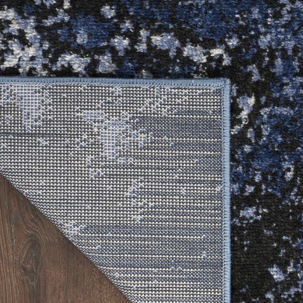 Homeroots 10' Runner Blue And Ivory Abstract Power Loom Distressed Runner Rug  Polypropylene 522557