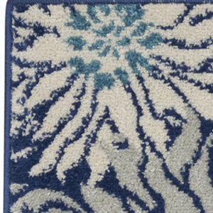 Homeroots 10' Navy Blue Floral Power Loom Runner Rug  Polypropylene 522558