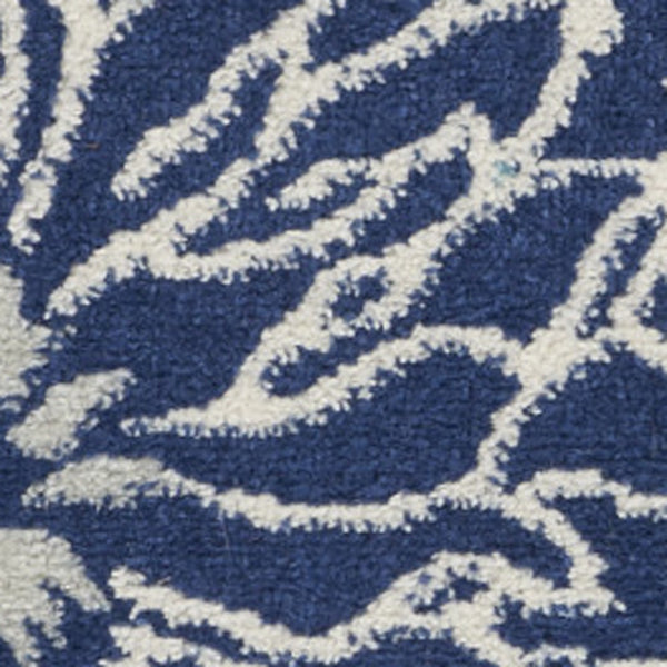 Homeroots 10' Navy Blue Floral Power Loom Runner Rug  Polypropylene 522558