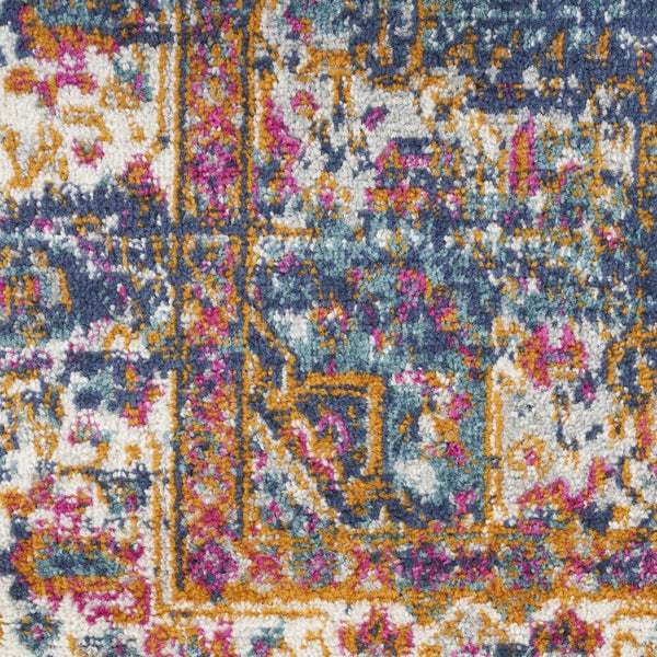 HomeRoots 8' Navy Blue Floral Area Rug - Distressed Power Loom Construction for Timeless Style & Comfort 8' X 10' 522559