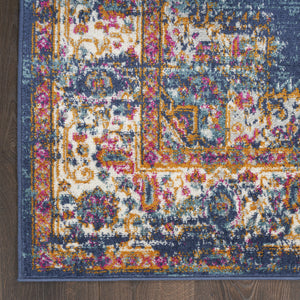 Homeroots 8' X 10' Navy Blue Floral Power Loom Distressed Area Rug  Polypropylene 522559