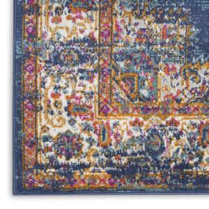 HomeRoots 8' Navy Blue Floral Area Rug - Distressed Power Loom Construction for Timeless Style & Comfort 8' X 10' 522559