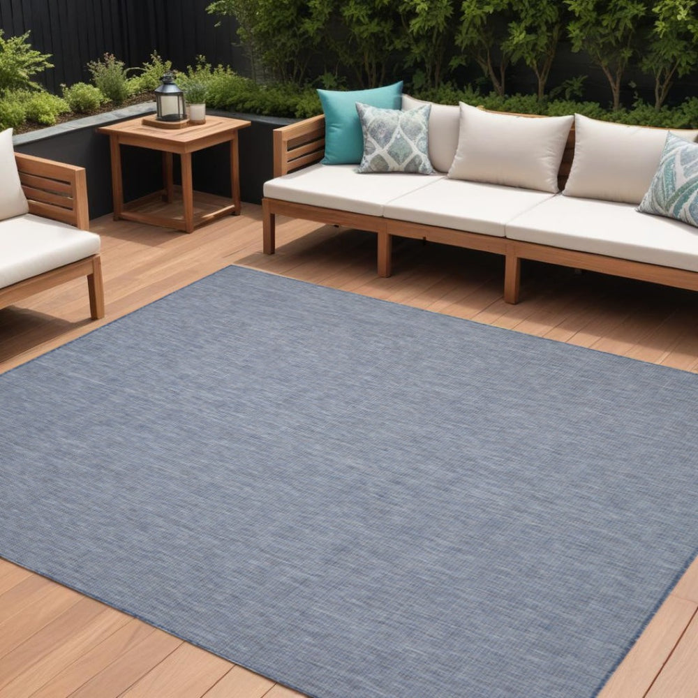 HomeRoots 8' X 10' Navy Blue Indoor Outdoor Area Rug – Durable, Stylish, Easy-Care Flatweave for Any Space! 522565