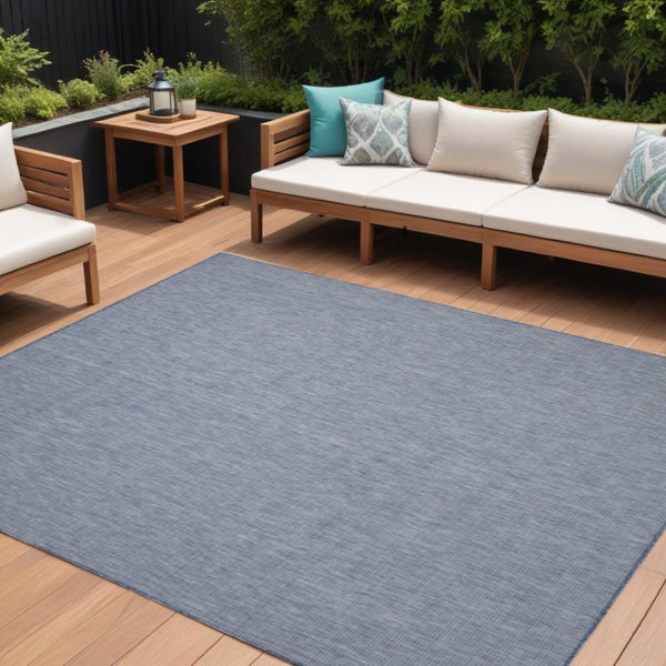 HomeRoots 8' X 10' Navy Blue Indoor Outdoor Area Rug – Durable, Stylish, Easy-Care Flatweave for Any Space! 522565