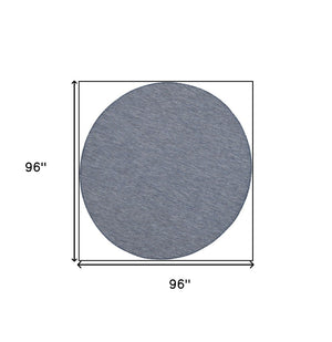 HomeRoots 8' Navy Blue Power Loom Area Rug - Elegant Geometric Design for Modern & Classic Interiors 8' Round Round 522567