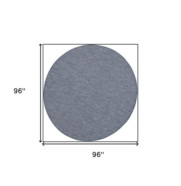 HomeRoots 8' Navy Blue Power Loom Area Rug - Elegant Geometric Design for Modern & Classic Interiors 8' Round Round 522567