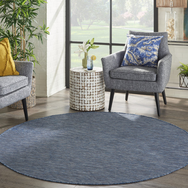 Homeroots 6' Navy Blue Round Power Loom Area Rug  Polypropylene 522570