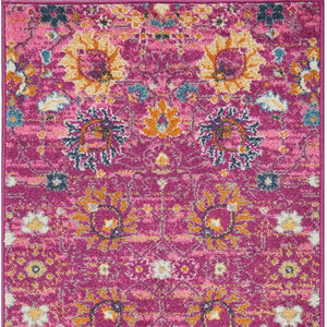 Homeroots 10' Pink Floral Power Loom Runner Rug  Polypropylene 522577