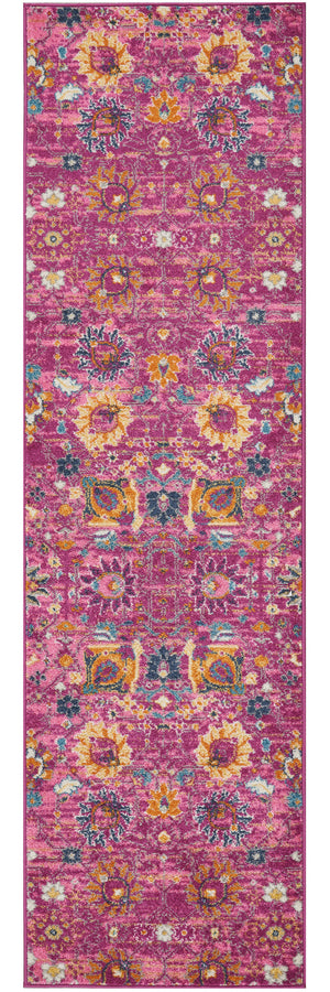 Homeroots 10' Pink Floral Power Loom Runner Rug  Polypropylene 522577