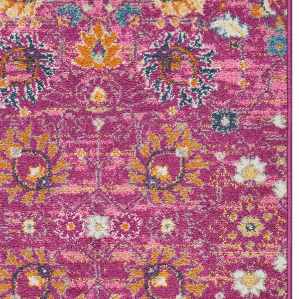 Homeroots 10' Pink Floral Power Loom Runner Rug  Polypropylene 522577