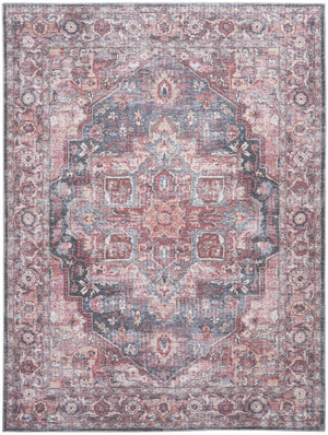 Homeroots 8' X 10' Red Floral Power Loom Distressed Washable Area Rug  Polyester 522579