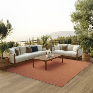 HomeRoots 8' X 10' Terra Cotta Area Rug – Durable Indoor/Outdoor Flatweave, Quick-Drying & Low-Maintenance Comfort 522582