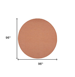 HomeRoots 8' Terracotta Round Area Rug - Modern Geometric Design for Indoor/Outdoor Spaces, Easy Care & Durable 522584