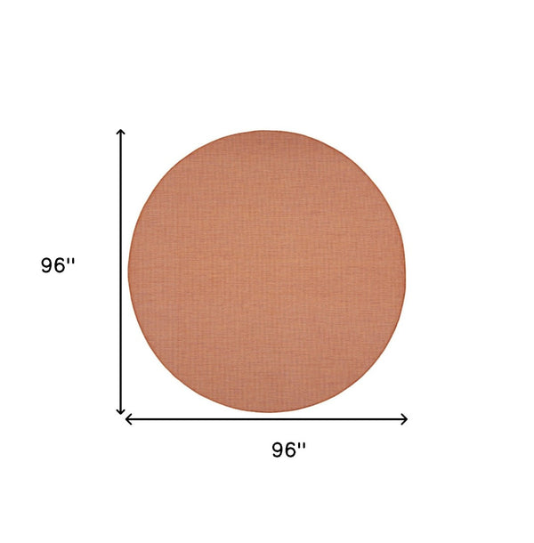 HomeRoots 8' Terracotta Round Area Rug - Modern Geometric Design for Indoor/Outdoor Spaces, Easy Care & Durable 522584