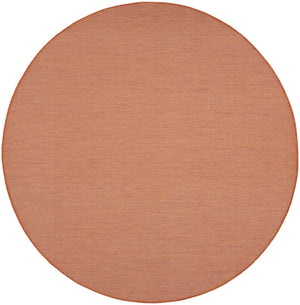 HomeRoots 8' Terracotta Round Area Rug - Modern Geometric Design for Indoor/Outdoor Spaces, Easy Care & Durable 522584