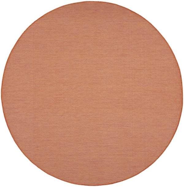 HomeRoots 8' Terracotta Round Area Rug - Modern Geometric Design for Indoor/Outdoor Spaces, Easy Care & Durable 522584