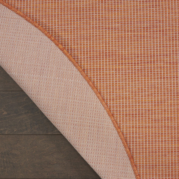 HomeRoots 8' Terracotta Round Area Rug - Modern Geometric Design for Indoor/Outdoor Spaces, Easy Care & Durable 522584