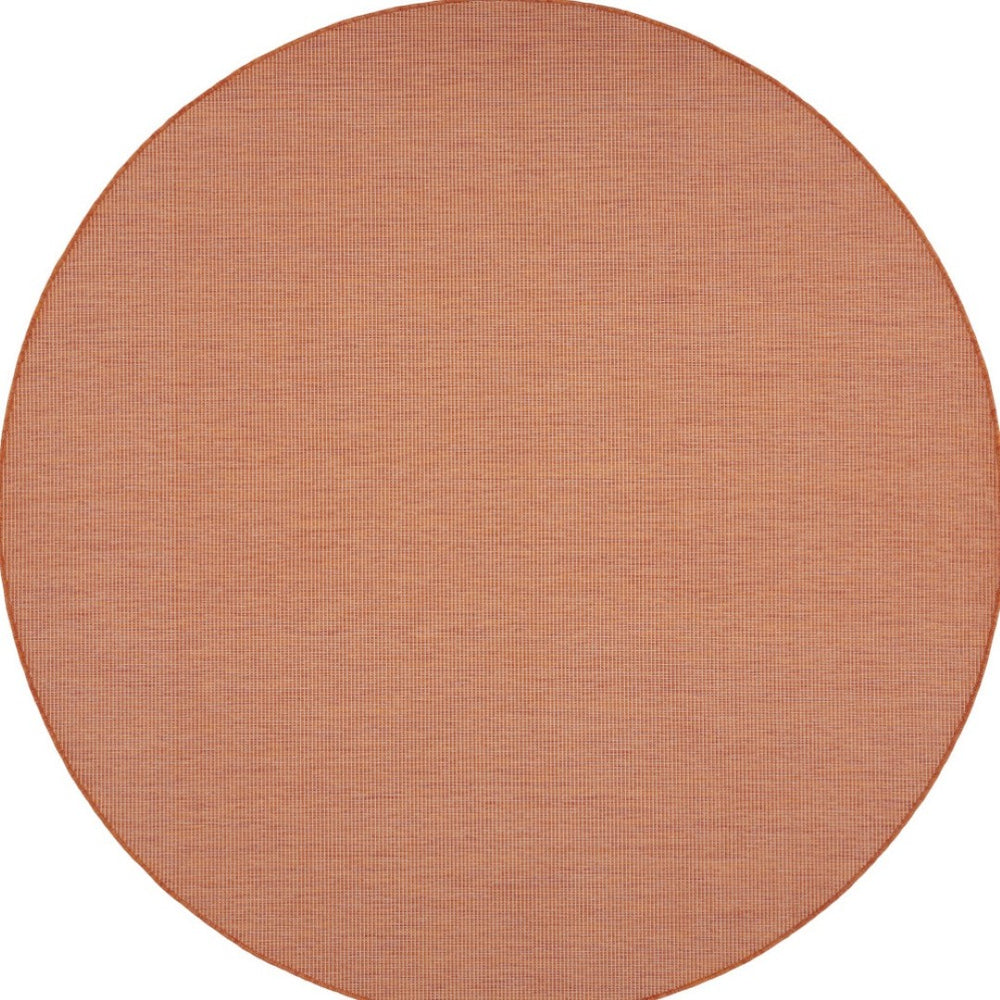HomeRoots 8' Terracotta Round Area Rug - Modern Geometric Design for Indoor/Outdoor Spaces, Easy Care & Durable 522584