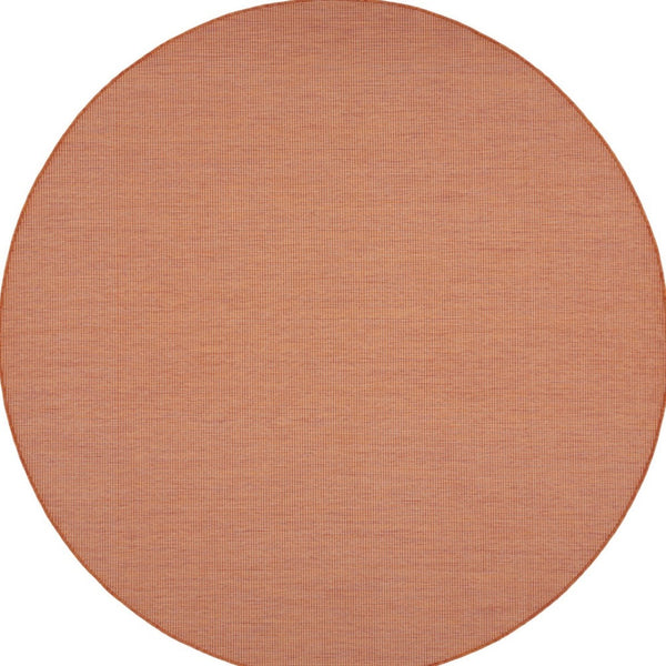HomeRoots 8' Terracotta Round Area Rug - Modern Geometric Design for Indoor/Outdoor Spaces, Easy Care & Durable 522584