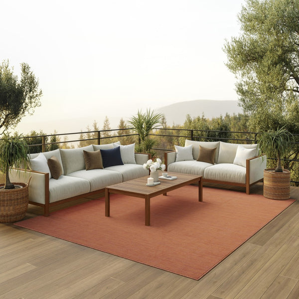 HomeRoots 7' Terracotta Indoor Outdoor Area Rug – Stylish, Durable, Low-Maintenance Design for Any Space 522585