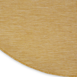 HomeRoots 8' Yellow Geometric Round Area Rug - Stylish Indoor/Outdoor Decor, Quick-Dry, Easy Care, Versatile 522594