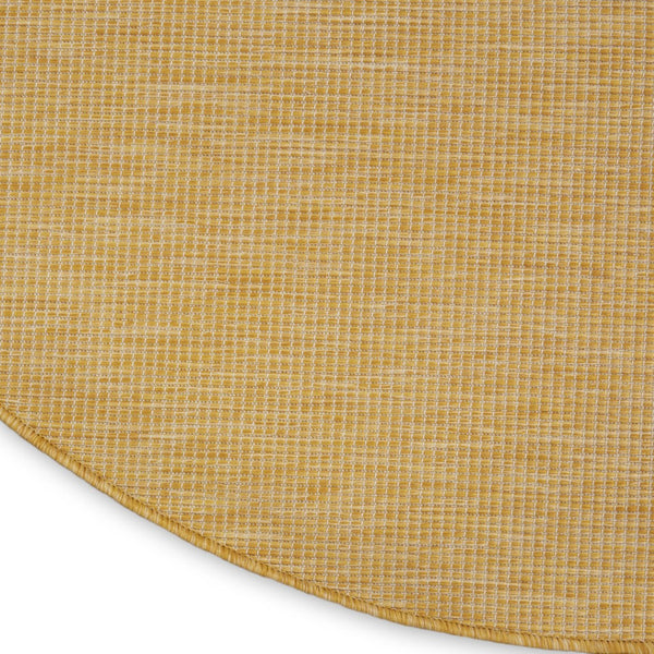 HomeRoots 8' Yellow Geometric Round Area Rug - Stylish Indoor/Outdoor Decor, Quick-Dry, Easy Care, Versatile 522594