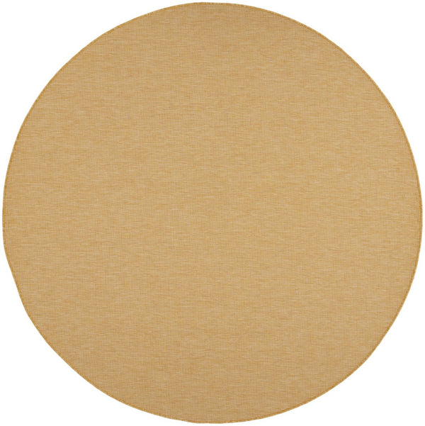 HomeRoots 8' Yellow Geometric Round Area Rug - Stylish Indoor/Outdoor Decor, Quick-Dry, Easy Care, Versatile 522594