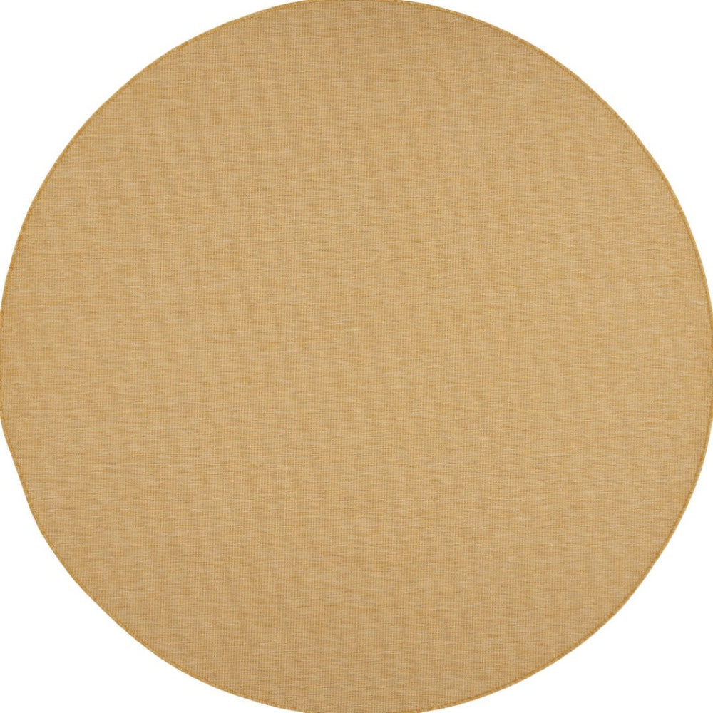 HomeRoots 8' Yellow Geometric Round Area Rug - Stylish Indoor/Outdoor Decor, Quick-Dry, Easy Care, Versatile 522594