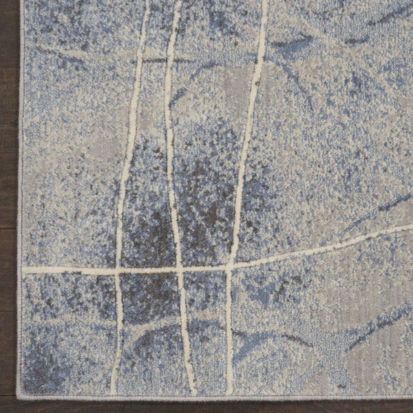 Homeroots 8' X 11' Blue Floral Power Loom Non Skid Area Rug  Polyester 522602