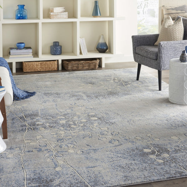 HomeRoots 8' Blue Floral Power Loom Area Rug – Timeless Elegance for Living Rooms, Bedrooms & More 8' X 11' Rectangle 522602
