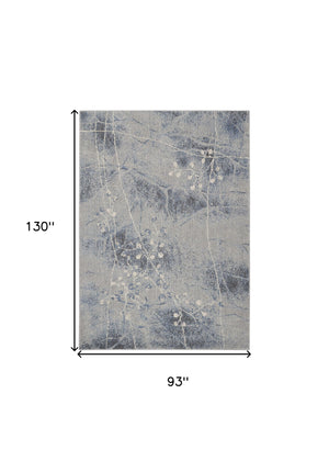 Homeroots 8' X 11' Blue Floral Power Loom Non Skid Area Rug  Polyester 522602