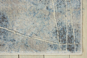 HomeRoots 10' Elegant Blue and Silver Floral Power Loom Area Rug for Timeless Style and Easy Maintenance 8' Runner 522603