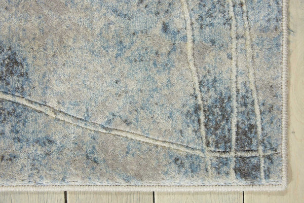 HomeRoots 10' Elegant Blue and Silver Floral Power Loom Area Rug for Timeless Style and Easy Maintenance 8' Runner 522603