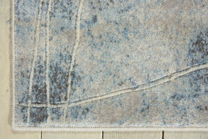 HomeRoots 10' Elegant Blue and Silver Floral Power Loom Area Rug for Timeless Style and Easy Maintenance 8' Runner 522603
