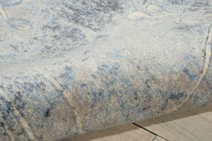 HomeRoots 10' Elegant Blue and Silver Floral Power Loom Area Rug for Timeless Style and Easy Maintenance 8' Runner 522603