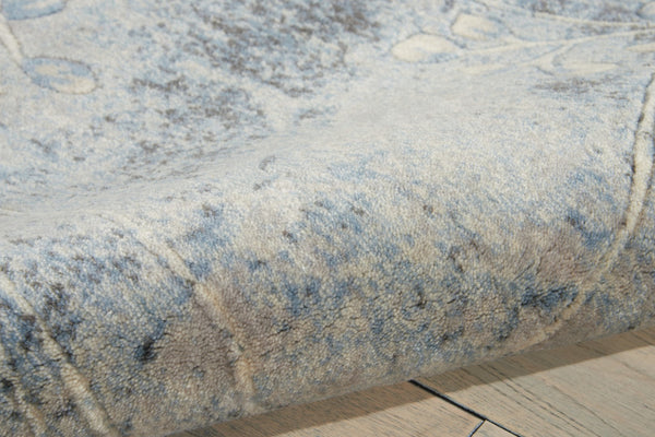 HomeRoots 10' Elegant Blue and Silver Floral Power Loom Area Rug for Timeless Style and Easy Maintenance 8' Runner 522603
