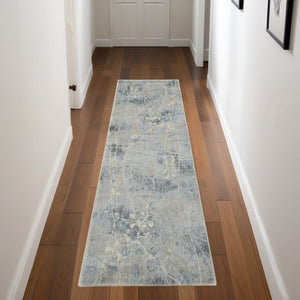 HomeRoots 10' Elegant Blue and Silver Floral Power Loom Area Rug for Timeless Style and Easy Maintenance 8' Runner 522603