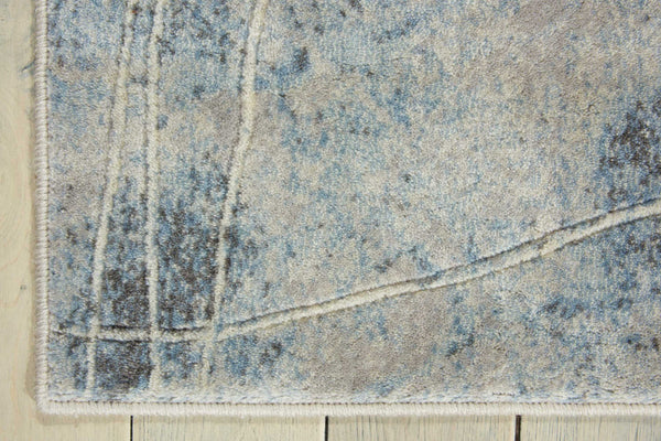 Homeroots 6' Runner Blue Floral Power Loom Runner Rug  Polyester 522604