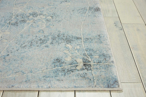 HomeRoots 10' Elegant Blue and Silver Floral Power Loom Area Rug for Timeless Style and Easy Maintenance 2' X 6' 522604