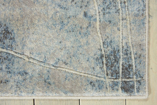 Homeroots 6' Runner Blue Floral Power Loom Runner Rug  Polyester 522604