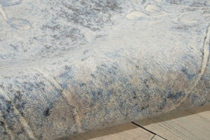 Homeroots 6' Runner Blue Floral Power Loom Runner Rug  Polyester 522604